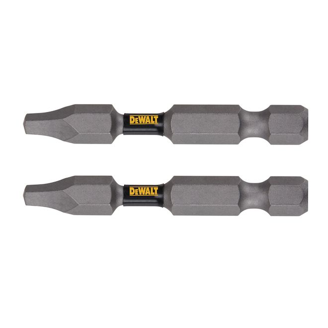 Embout de tournevis en acier à tête carré, DEWALT Tough Grip, 2 unités, 2 po, #2, tige hexagonale