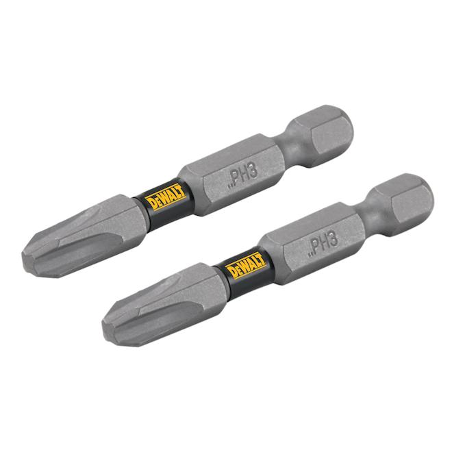 DEWALT Tough Grip - 2-Piece - 2-in - #3 - Phillips Head - Steel - Hex Shank Screwdriver Bit