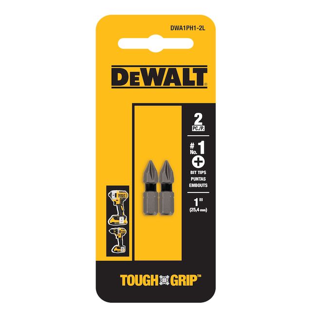 DEWALT Phillips #1 Black Steel Screwdriver Bits - 1-in - 2-Pack