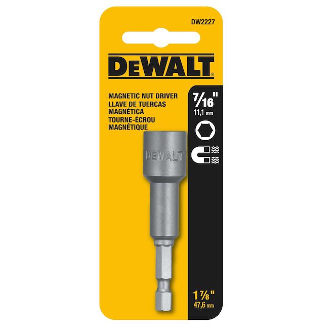 Tournevis à douille magnétique à tige hexagonale SAE en acier 7/16 x 1 7/8 po DEWALT