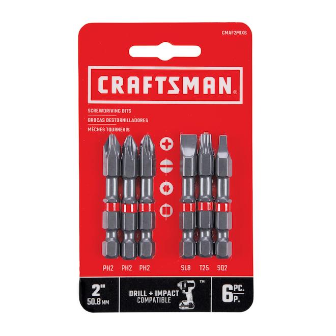 Ensemble d'embouts de tournevis CRAFTSMAN de 2 po en acier (6/oqt)