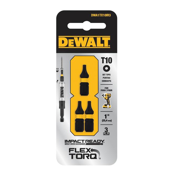 Embout de tournevis DEWALT Flextorq de 1/4 po x 1 po, Torx (3/pqt)