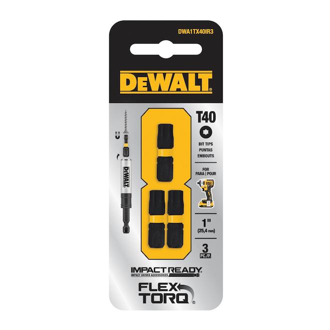 Embout de tournevis DEWALT Flextorq de 1/4 po x 1 po, Torx (3/pqt)