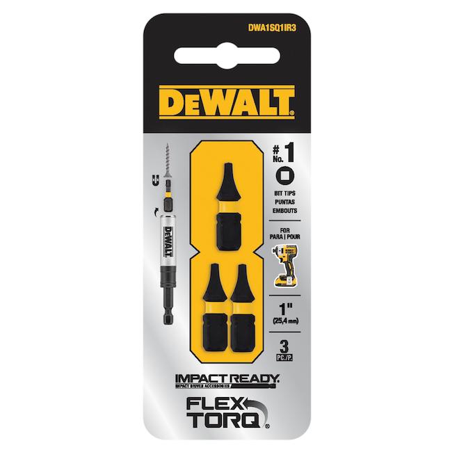 Embout de tournevis DEWALT Flextorq de 1/4 po x 1 po, carré/Robertson (3/pqt)