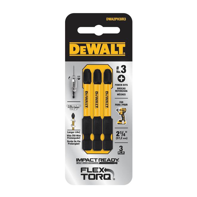 Embout de tournevis DEWALT Flextorq de 1/4 po x 2 po, Phillips (3/pqt)