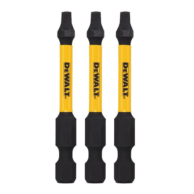 Embout de tournevis DEWALT Flextorq de 1/4 po x 2 po, carré/Robertson (3/pqt)