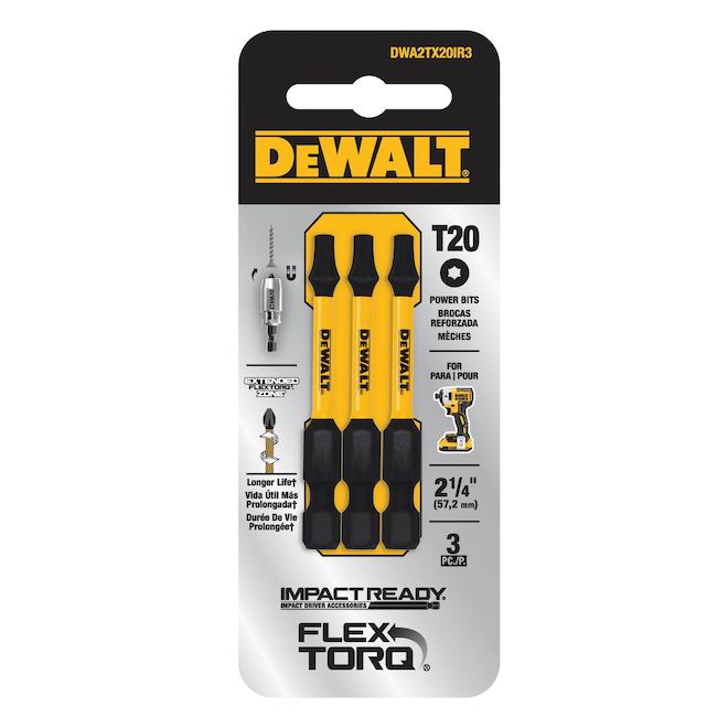 Embout de tournevis DEWALT Flextorq de 1/4 po x 2 po, Torx (3/pqt)