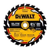 Lames de scie circulaire en acier dur série Elite de DEWALT, 6,5 po, 24 dents.