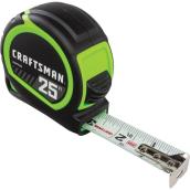 CRAFTSMAN Measuring Tape High Visibility Black and Green 25-ft