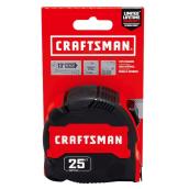 CRAFTSMAN Measuring Tape Compact Easy Grip Black and Red 25-ft