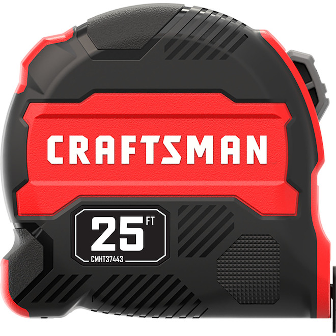 CRAFTSMAN Measuring Tape Compact Easy Grip Black and Red 25-ft