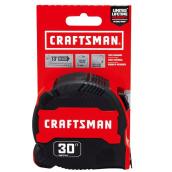 CRAFTSMAN Measuring Tape Compact Easy Grip Black and Red 30-ft