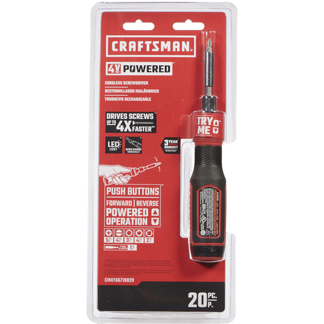 CRAFTSMAN 4V MAX Cordless Screwdriver Chargeable with 300 rpm Motor