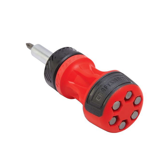 CRAFTSMAN Stubby Ratcheting Screwdriver Set with 6-Bit Push-n-Pick - 2 3/4-in Handle