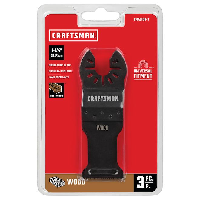 CRAFTSMAN 3-Pack 1 1/4-in Black Wood Fast Cut Oscillating Blades