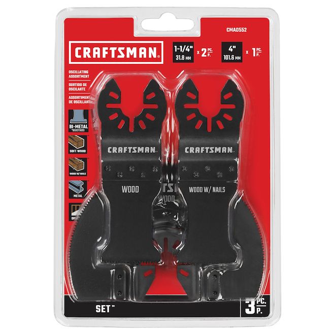 CRAFTSMAN 3-Pack 1 1/4-in Black Nails/Wood Oscillating Blades
