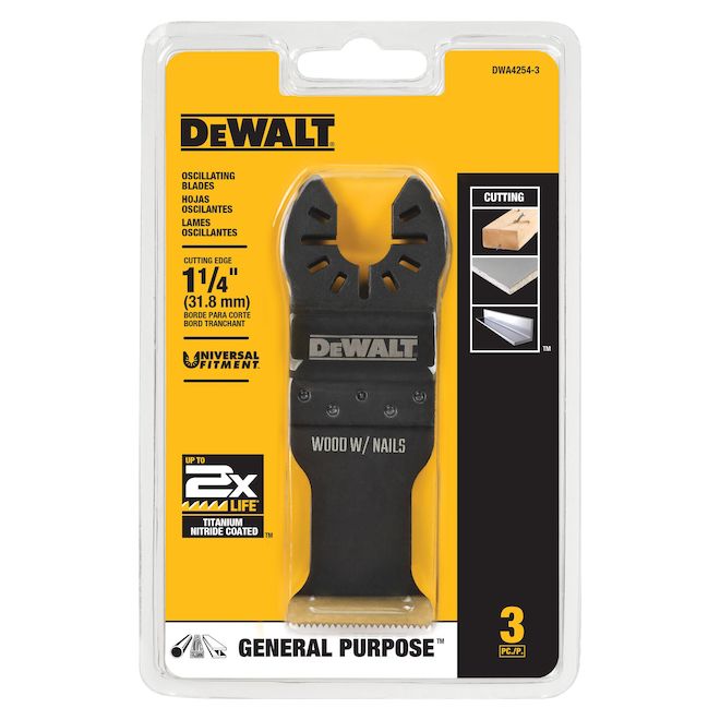 DEWALT Titanium Nitride Coated Hss Oscillating Tool Blade General Purpose 1 1/4-in 3/pk