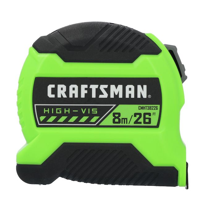 CRAFTSMAN Hi-Vis Tape Measure High-Visibility Green Case 26-ft