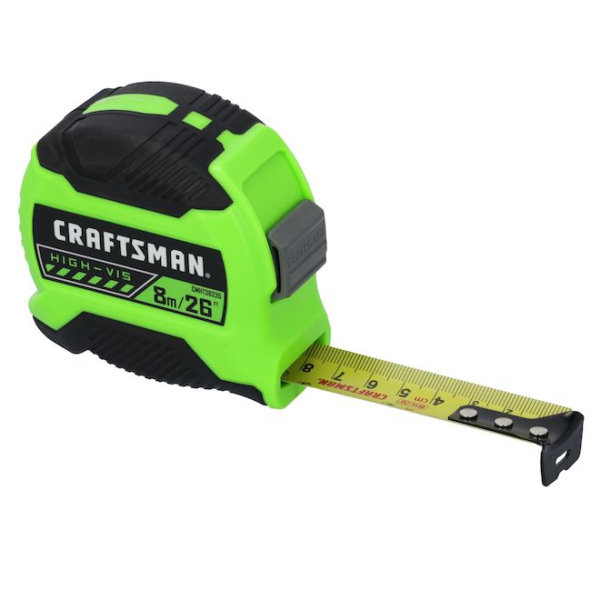 CRAFTSMAN Hi-Vis Tape Measure High-Visibility Green Case 26-ft