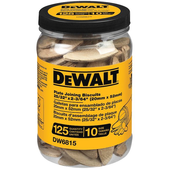 DEWALT 0.79 x 2.05-in #10 Size Plate Joining Biscuits - 125/Qty