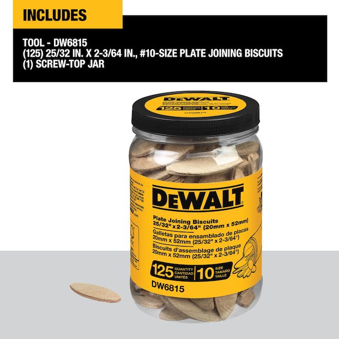 DEWALT 0.79 x 2.05-in #10 Size Plate Joining Biscuits - 125/Qty