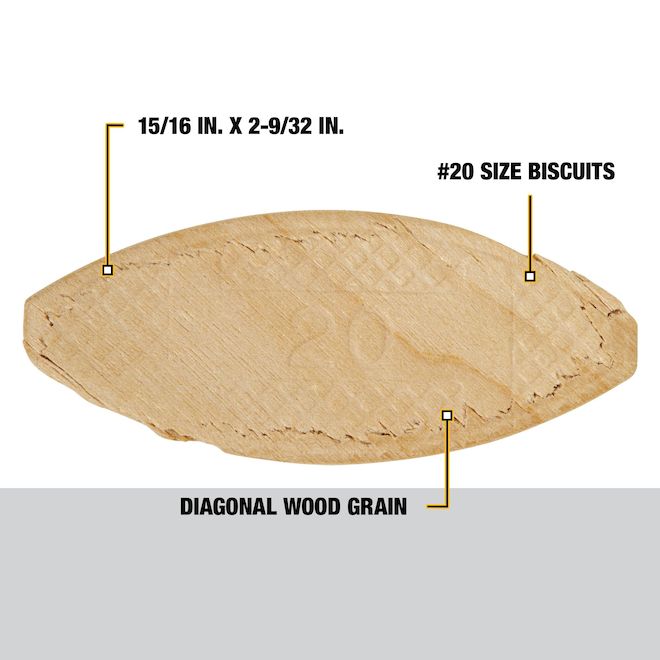 DEWALT 0.94 x 2.28-in #20 Size Plate Joining Biscuits - 100/Qty