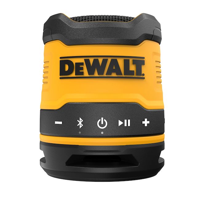 Mini haut-parleur rechargeable Bluetooth DEWALT pour chantier avec bandoulière et boucle