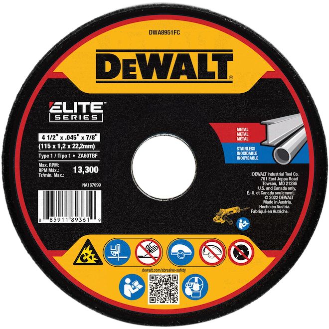 DEWALT XP Ceramic Cut-Off Wheel Type 1 - 7/8-in x 4 1/2-in