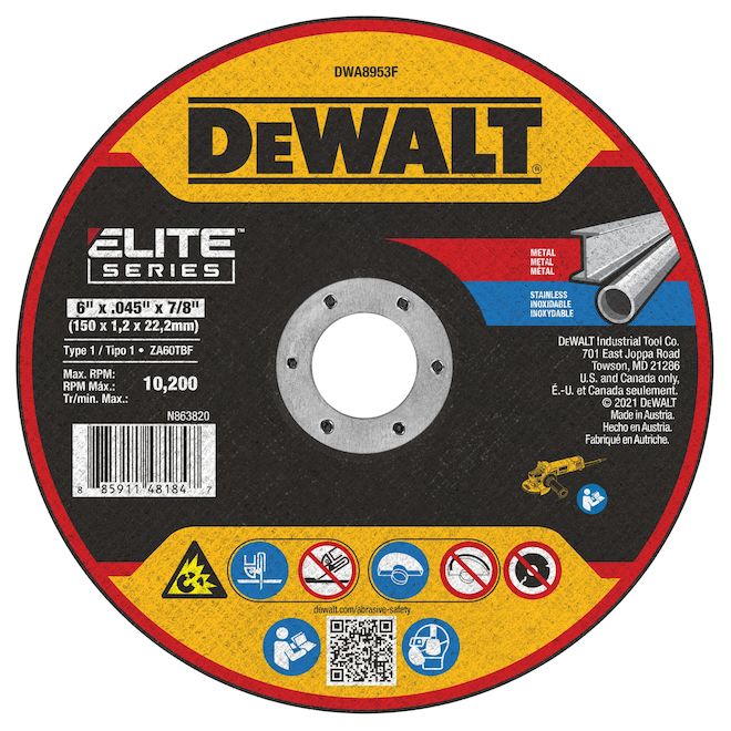 Meule à tronçonner XP T1 DEWALT en céramique de 7/8 po x 6 po