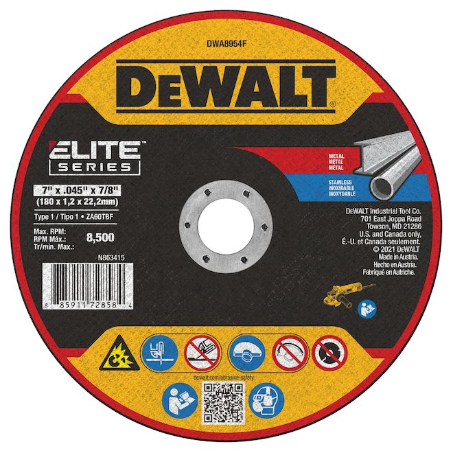 Meule à tronçonner XP T1 DEWALT en céramique de 7/8 po x 7 po