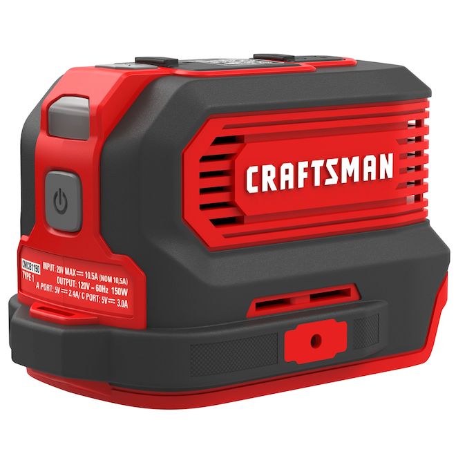 CRAFTSMAN Power Inverter for V20 150 W Battery with Ports and Work Light