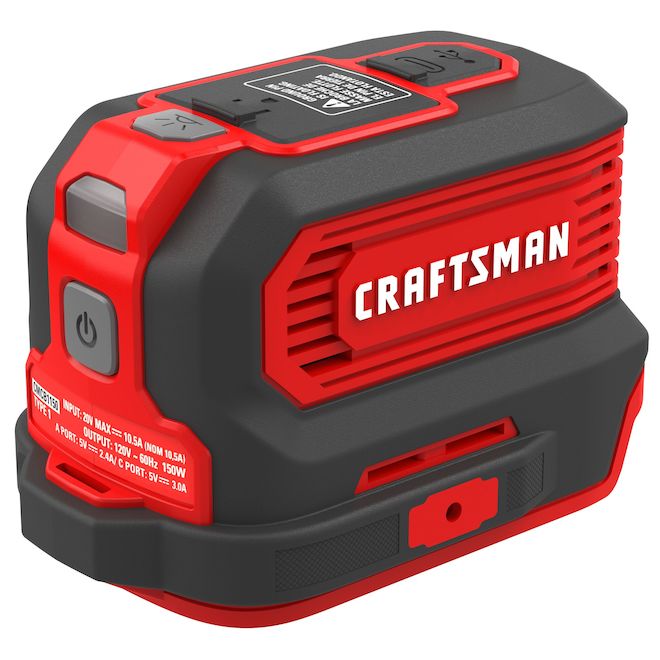 CRAFTSMAN Power Inverter for V20 150 W Battery with Ports and Work Light
