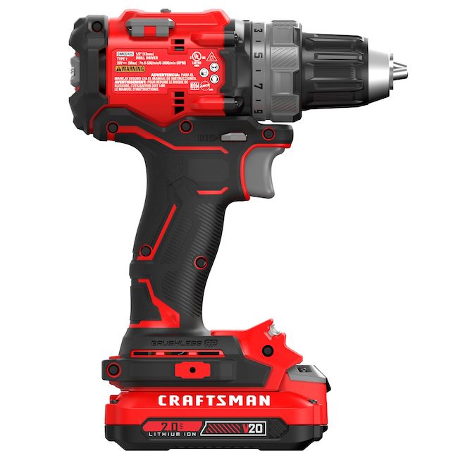 CRAFTSMAN BRUSHLESS RP Cordless Drill/Driver 20V 1/2-in with 2 x 2Ah Batteries