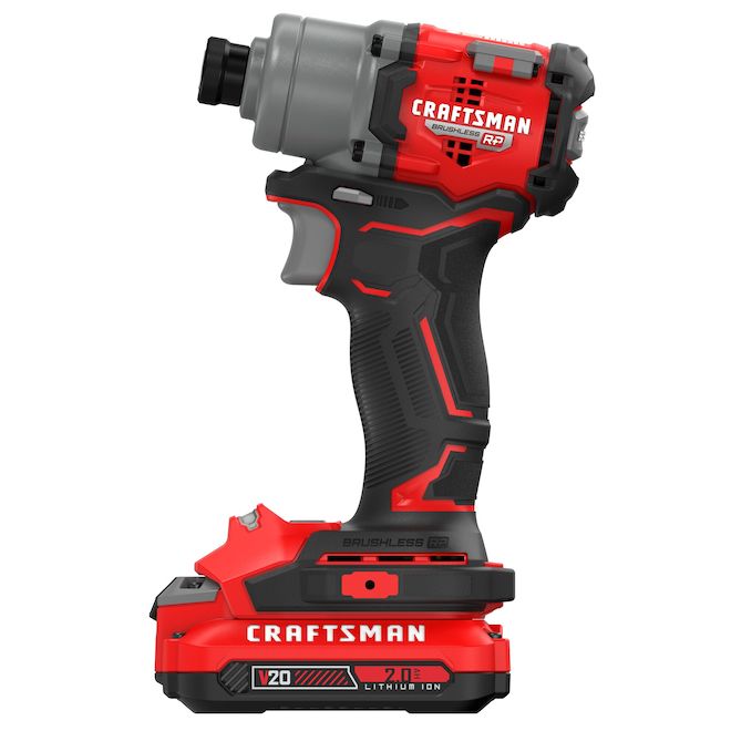 CRAFTSMAN BRUSHLESS RP Cordless Impact Driver 20V 1/4-in - With 2x 2.0Ah Batteries