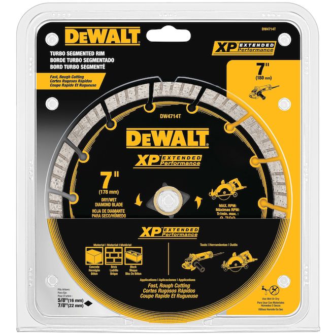 DEWALT XP Extended Performance Diamond Blade for Angle Grinders and Circular Saws - 7-in