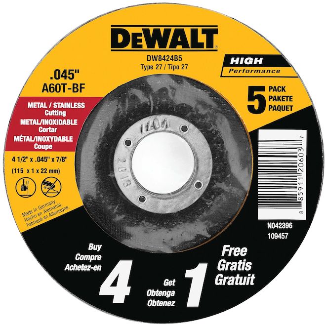 DEWALT High Performance Metal Blades for Angle Grinders - 4 1/2-in - 5-Pack