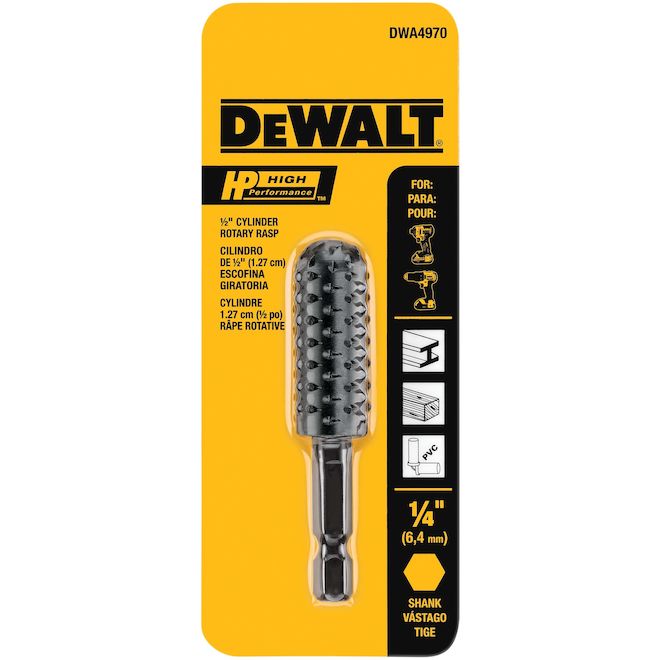 DEWALT High Performance 1/2-in Cylinder Rotary Rasp - 1/4-in Hex Bit