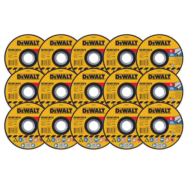 DEWALT 4-1/2 x .045-in Aluminum Oxide Abrasive Chop/Cut-Off Blade, 7/8-in Arbor For Concrete & Masonry Cutting (15-Pack)