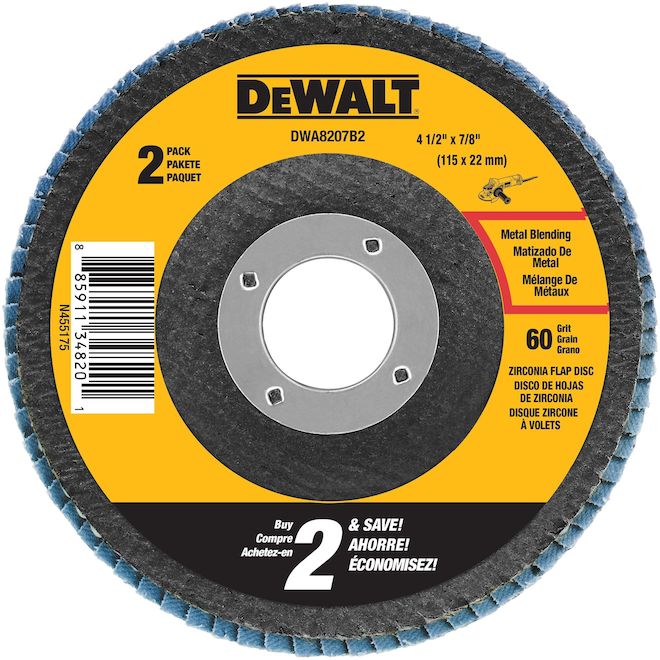 DEWALT ELITE Series Metal Zirconia Flap Disc for Angle Grinders - 4 1/2-in - 2-Pack