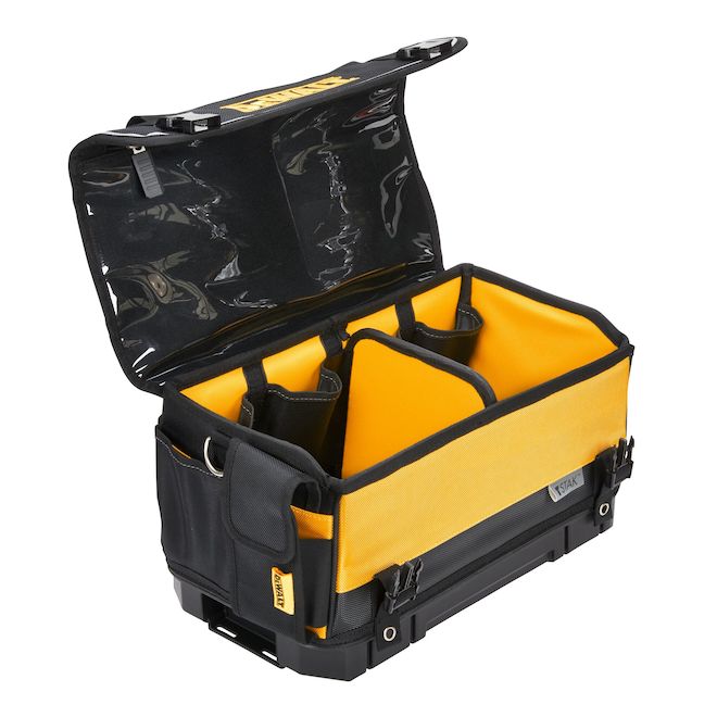 DEWALT TSTAK Black Nylon Covered Tool Bag with Freestanding Base - 8.5 x 16 x 8.25-in