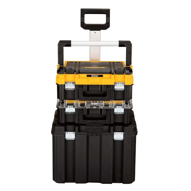 Tour de rangement modulaire 3 pièces TSTAK DEWALT en plastique noir, 20,4 x 28,6 x 17,3 po