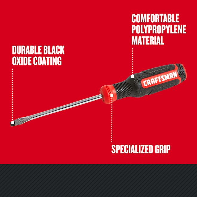 CRAFTSMAN Screwdriver Slotted 3/16 x 4-in in Bi-Material