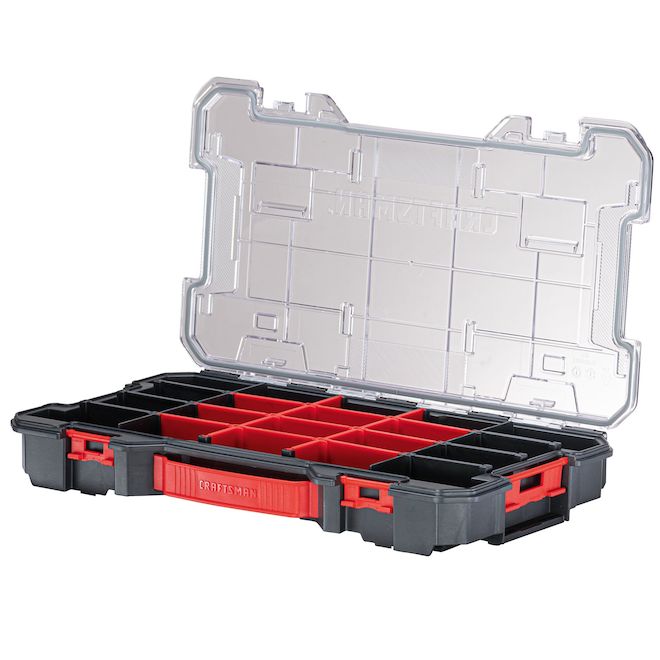 CRAFTSMAN VERSASTACK Stackable Organizer with 10 Compartments and Clear Lid