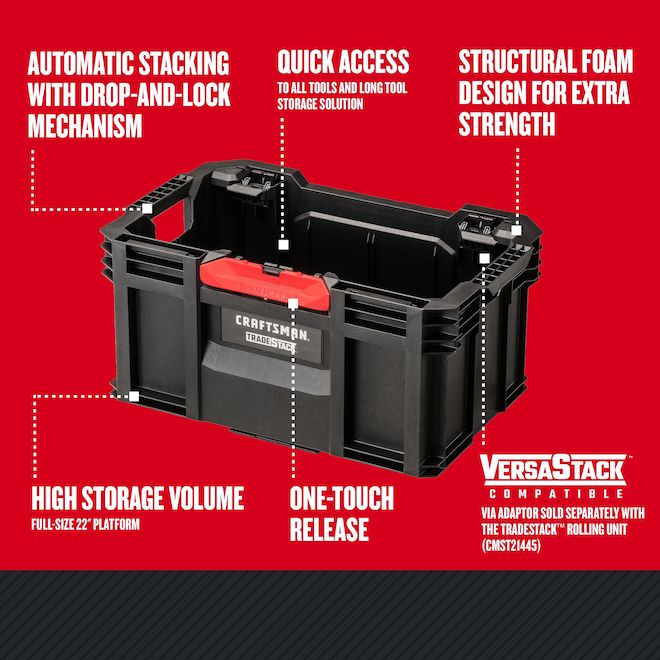 CRAFTSMAN TRADESTACK Tool Crate Stackable with 50-lb Load Capacity - 22-in