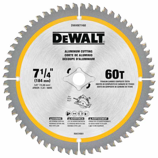 DEWALT Circular Saw Blade in Carbon Steel 7 1/4-in 60 Teeth
