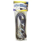 Stinson Rubber Tie-Down with Steel Hooks - Black - 21-in - UV Resistant Rope - 2-Pack