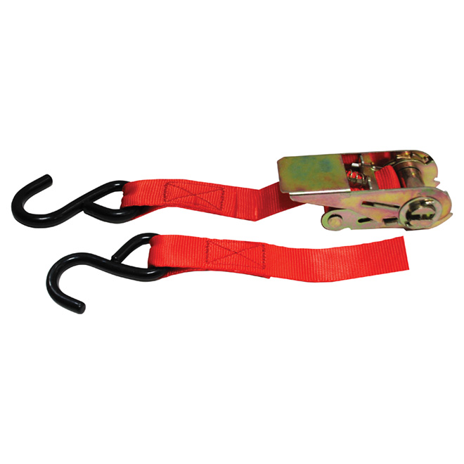 Stinson Rachet Tie-Down - Vinyl-coated S-Hooks - Red - 1-in W x 14-ft L