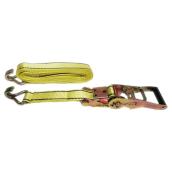 Stinson Cargo Ratchet Tie-Down - Yellow - Dichromated J-Hooks - Rubberized Handle - 15-ft L