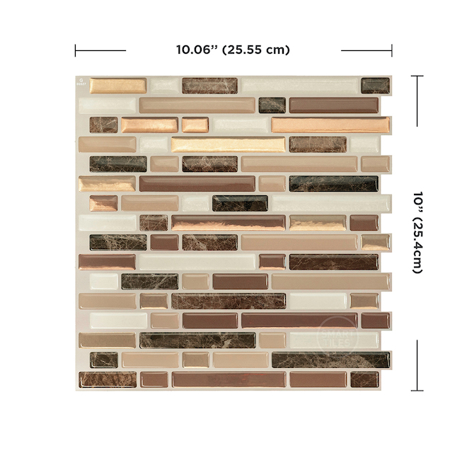 Smart Tiles Belagio Nola Peel and Stick Backsplash - Caramel/Brown/Beige/Ivory - 10-in x 10-in - Glossy Resin - 4-Pack