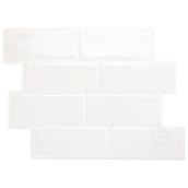 Smart Tiles Metro Blanco Peel and Stick Backsplash - White - 10-in x 11-in - Glossy Resin - Subway Style - 4-Pack
